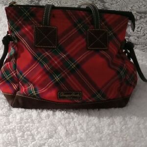 Dooney & Bourke Red and Green Plaid Shoulder Bag
